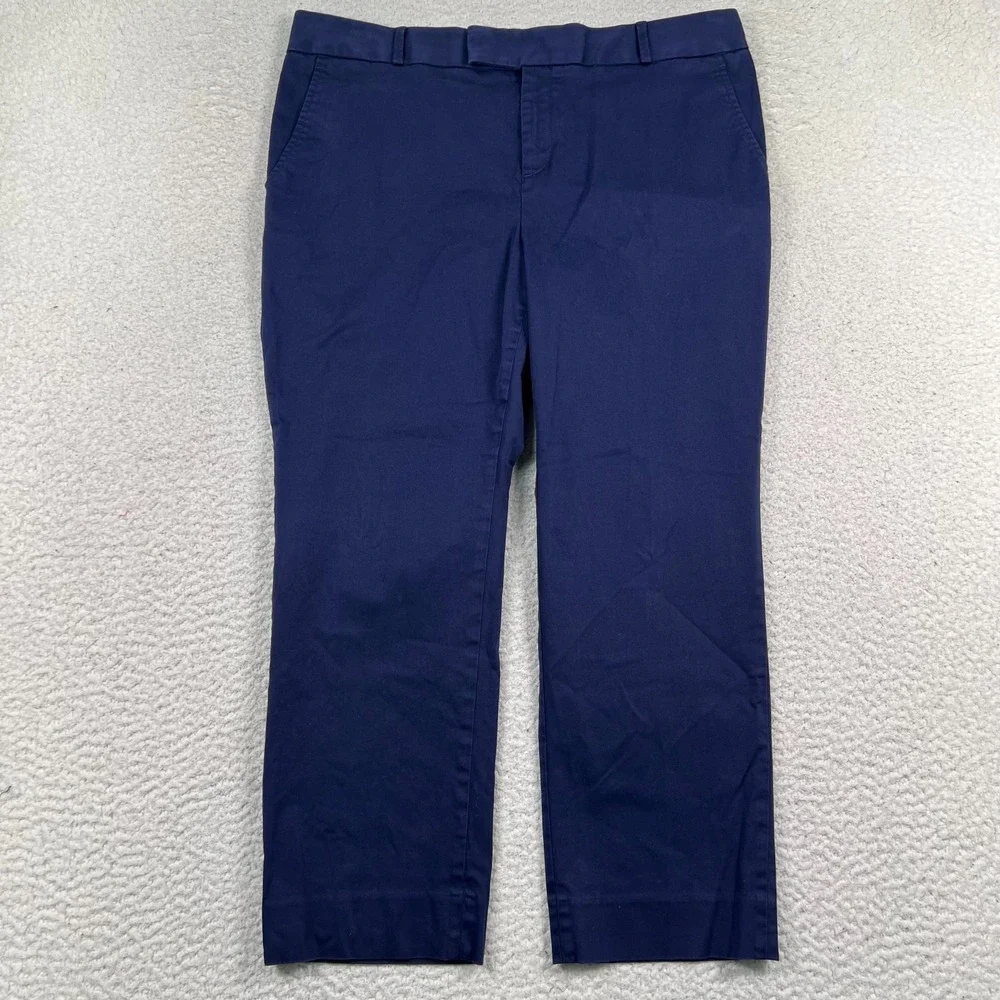 Banana Republic Hampton Fit Sateen Crop Pants Women's‎ 14 Office Travel Blue